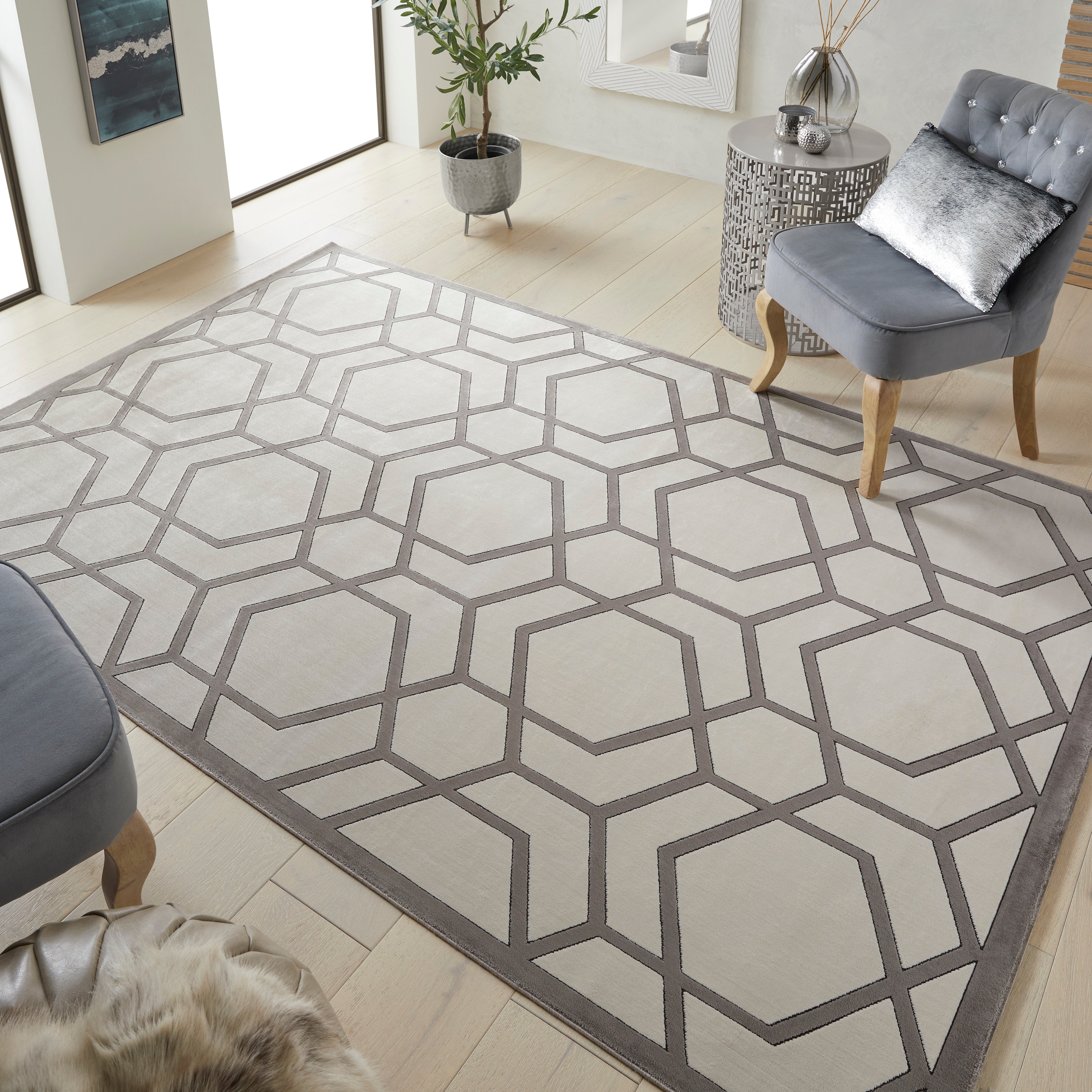 Concept Looms Lugano LUG04 Ivory/Light Grey Large Rectangle Rug